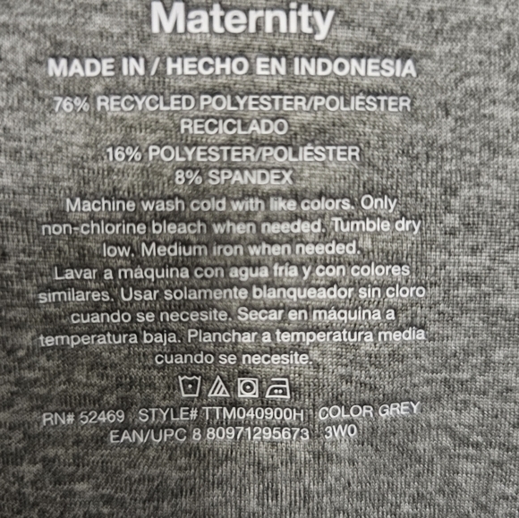 Time and Tru Gray Ruched Side Sleeveless Maternity Basic T-Shirt Tank Top Sz XL - Picture 7 of 7